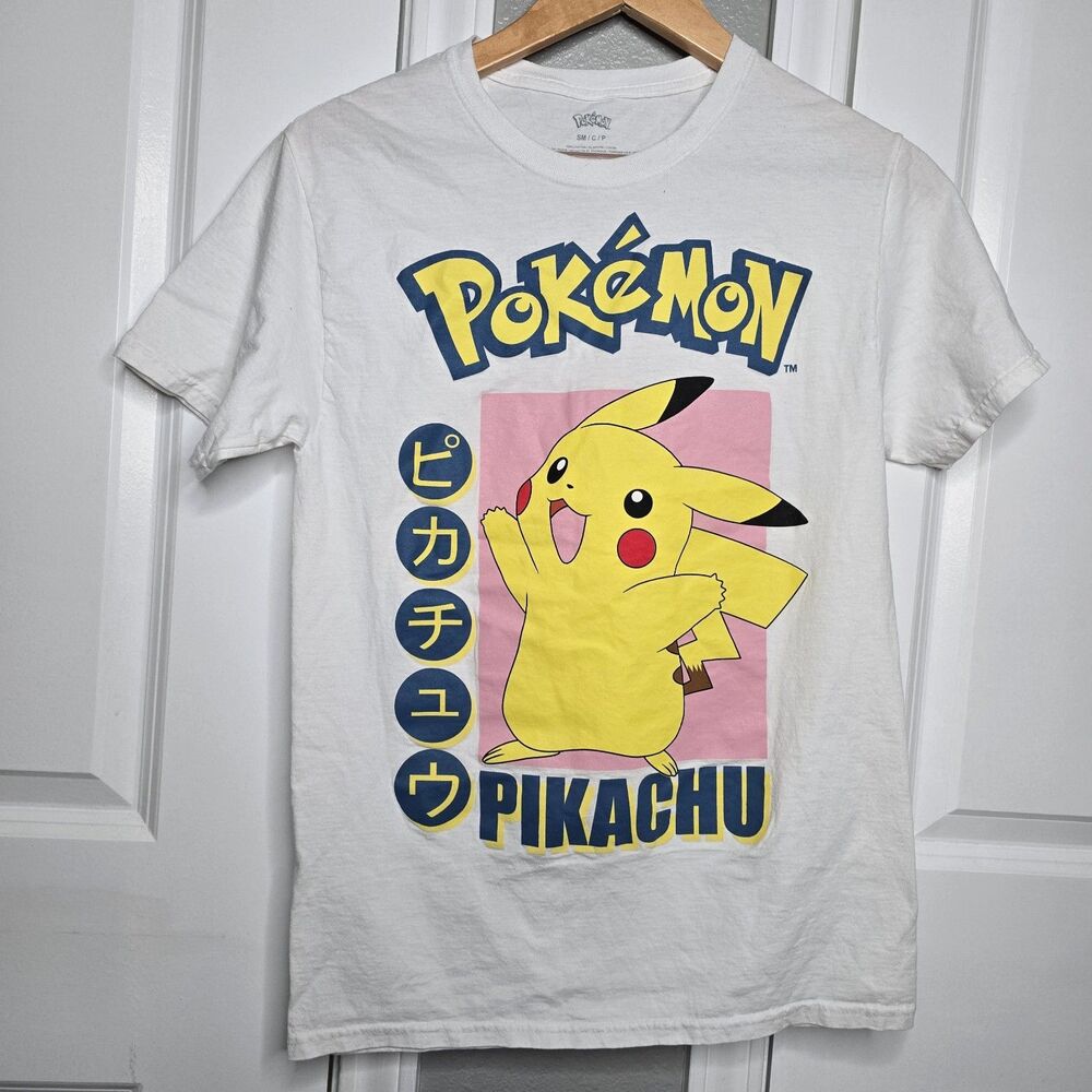 Pokemon Go Pikachu Fest Shirt Mens Small White Pink Yellow Movie Anime Nintendo